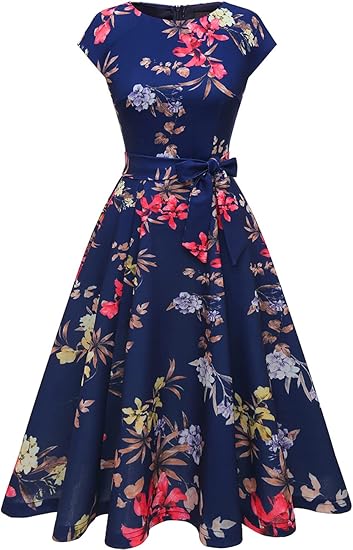 Women's Cocktail Dresses, Formal Wedding Guest Modest Church Vintage Tea Party Midi Evening Dress
